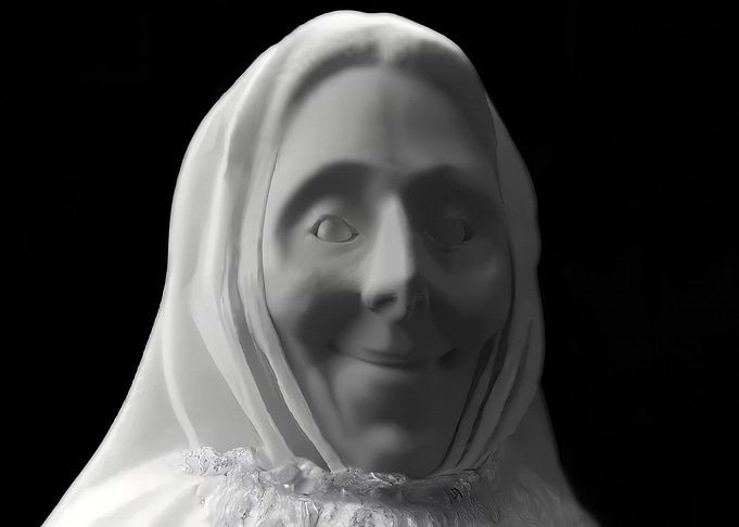 Ghost in marble statue sca
