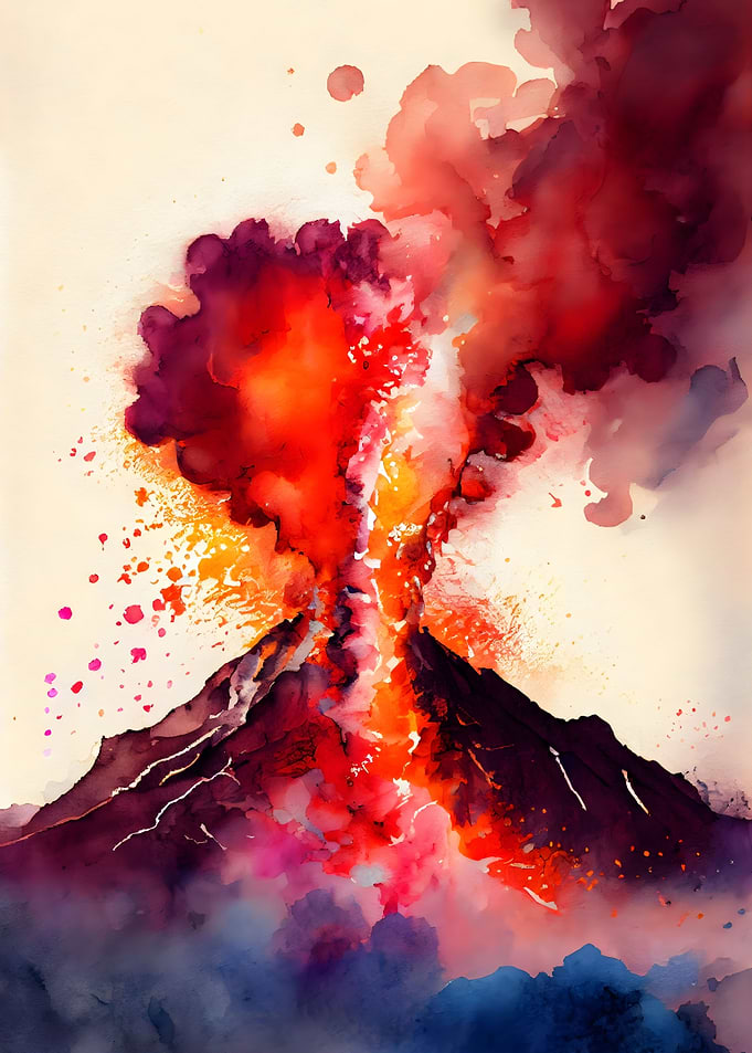 Volcanic Eruption Watercol