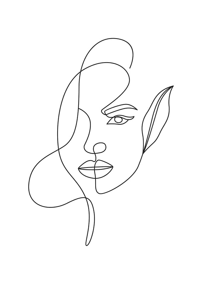 Girl face continuous line