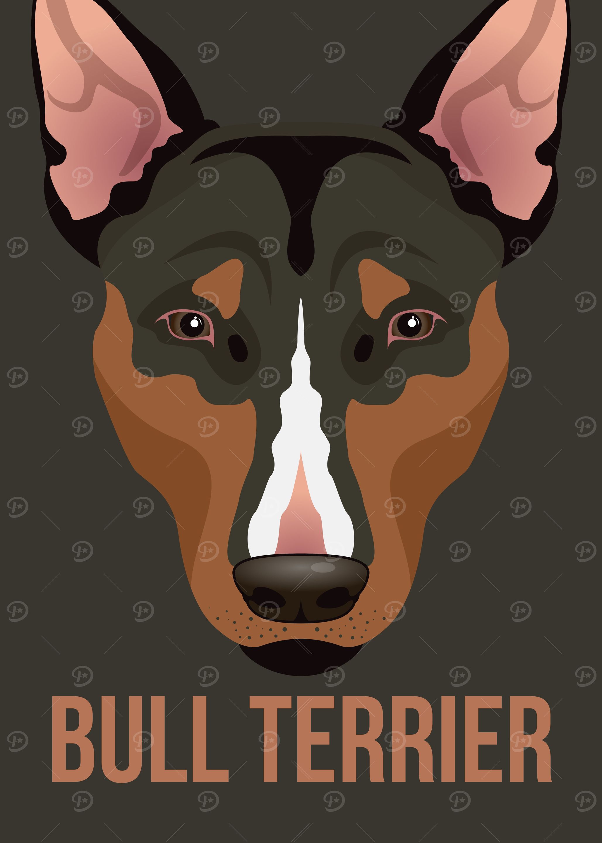 Cute Bull Terrier Dog Face
