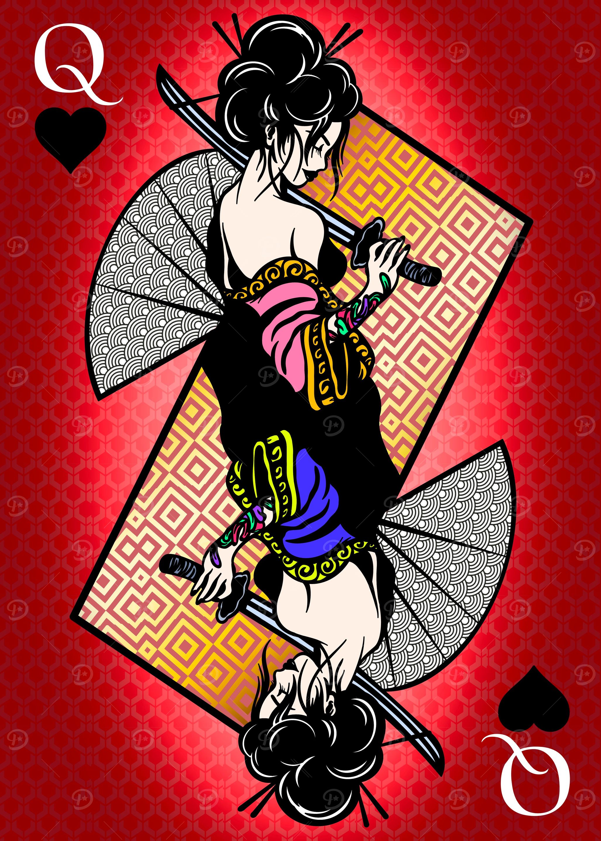 Anime girl playing card