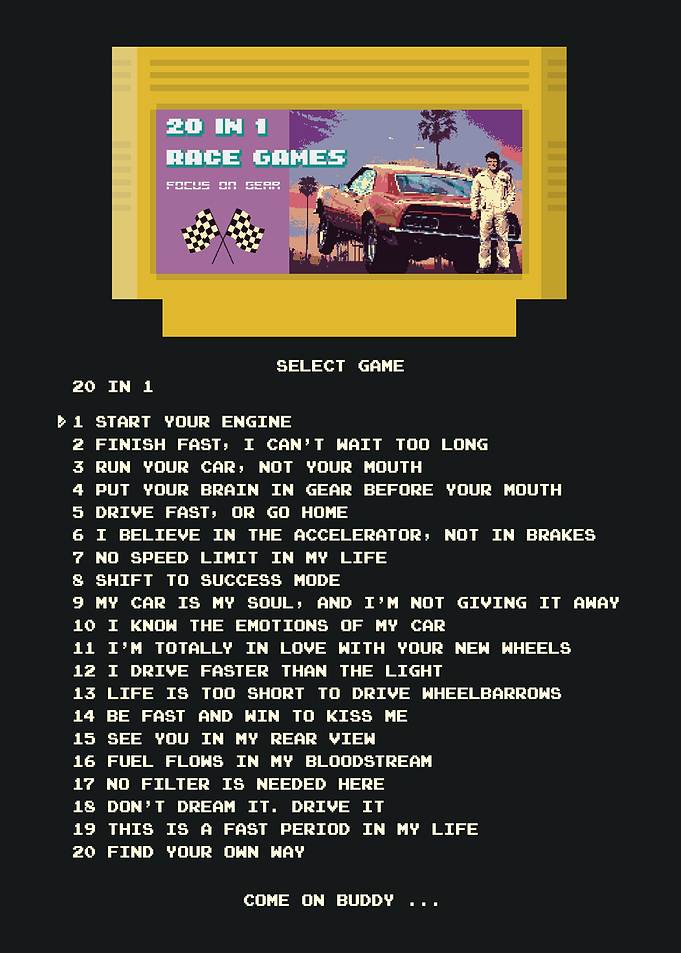 8 bit 20 in 1 race game