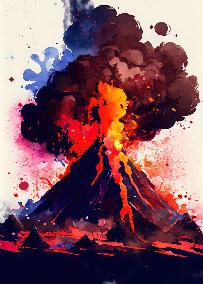 Volcanic Eruption Watercol