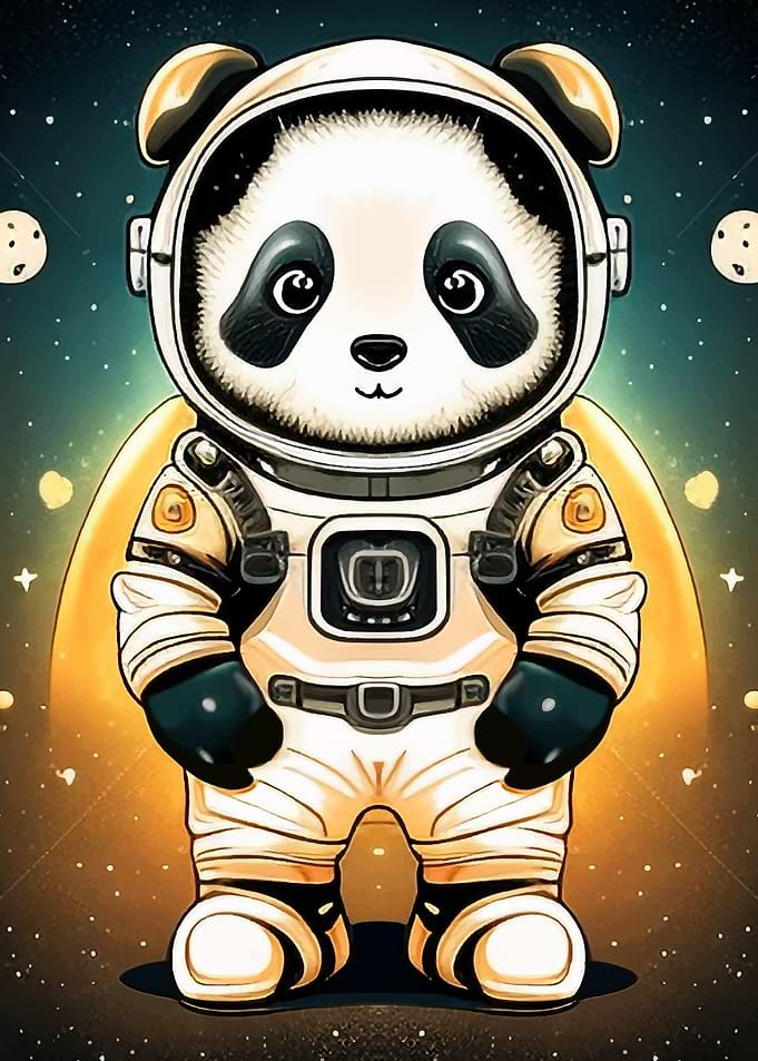 Panda astronaut in space