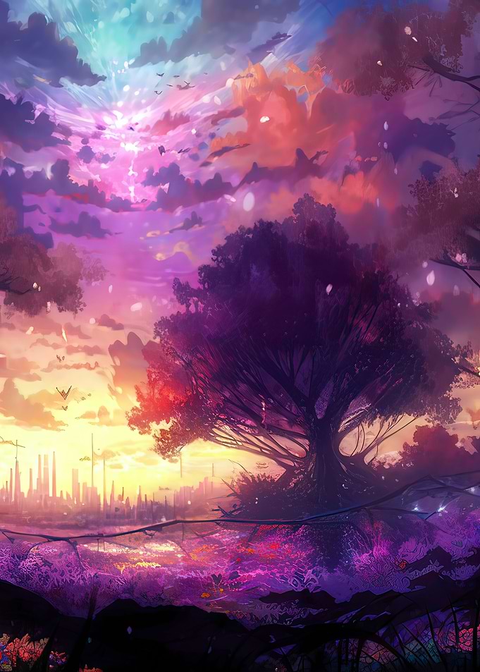 Fantasy Tree With City