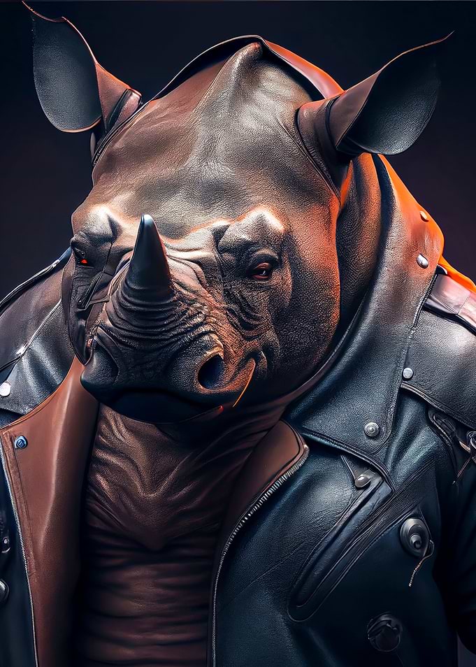badass rhinoceros on motor