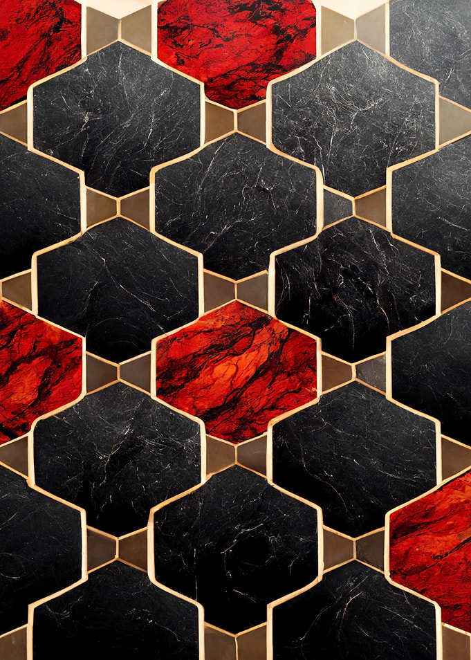 Geometric RedBlack Marble
