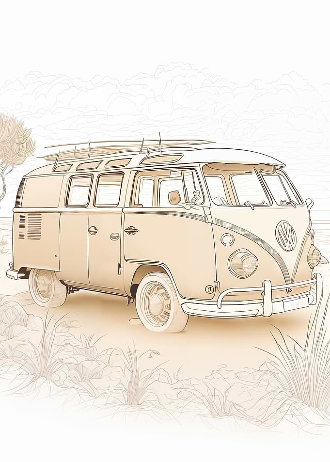Hippie bus in the desert