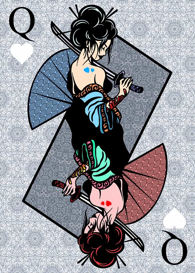 Japanese queen playingcard