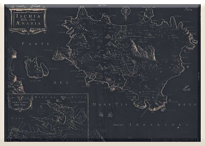 Old vintage map of Ischia