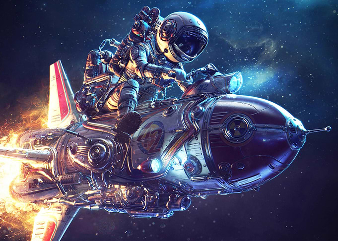 Jet skiing to the space