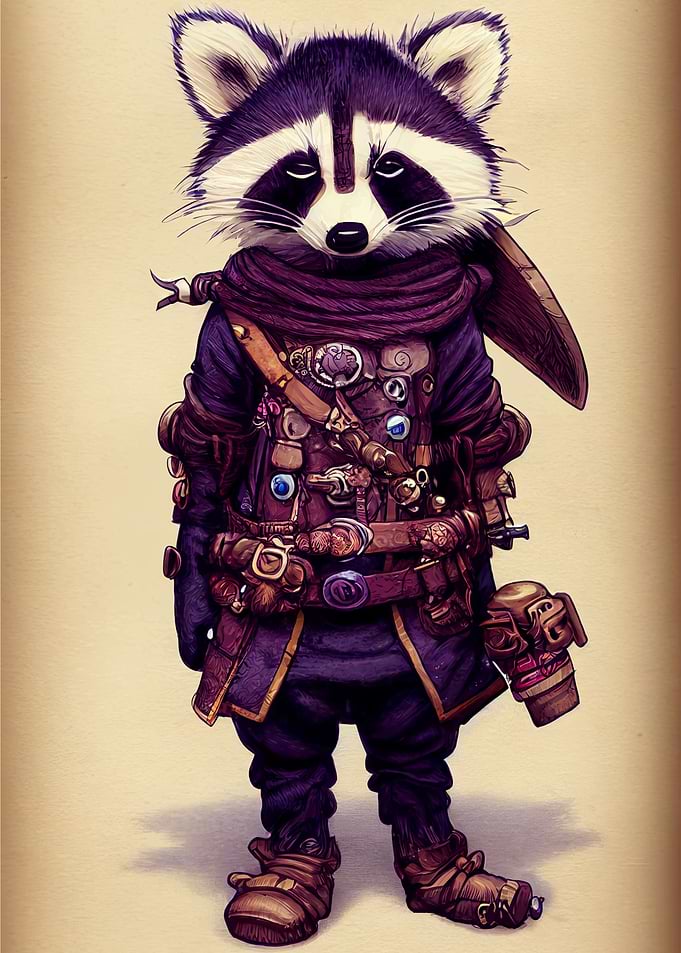 Cute Chibi Steampunk Raccoon