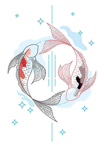 KOI FISH CIRCLE LINE ART A