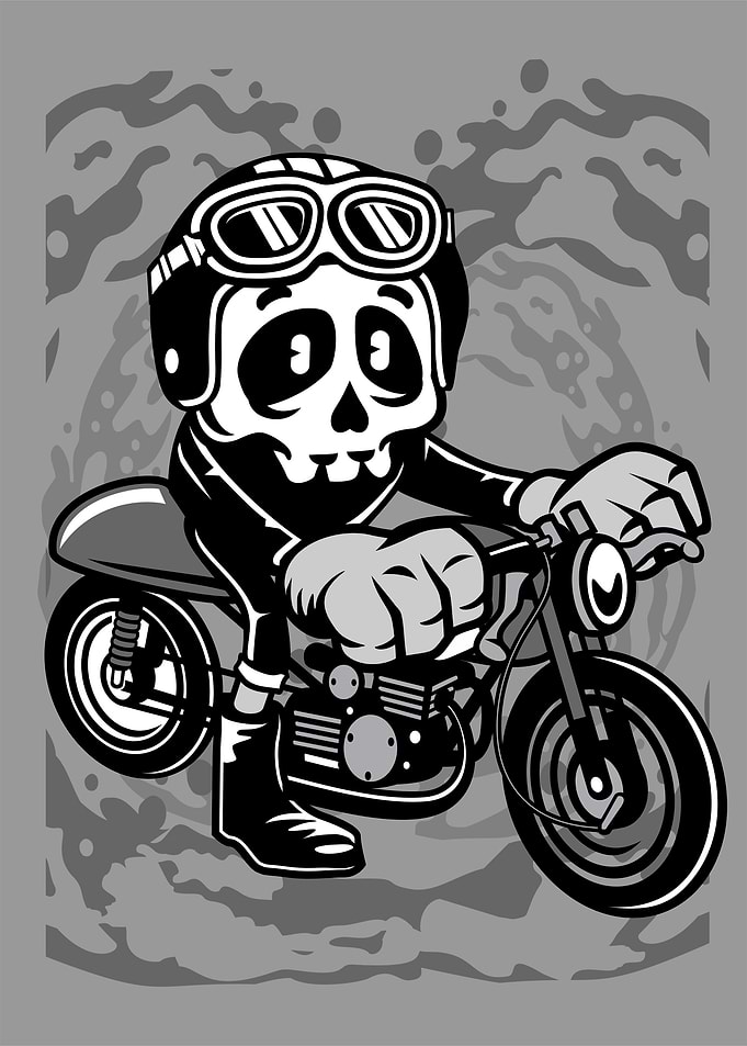 skull caferacer cartoon