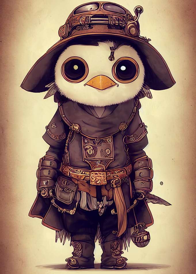 Cute Chibi Steampunk Penguin