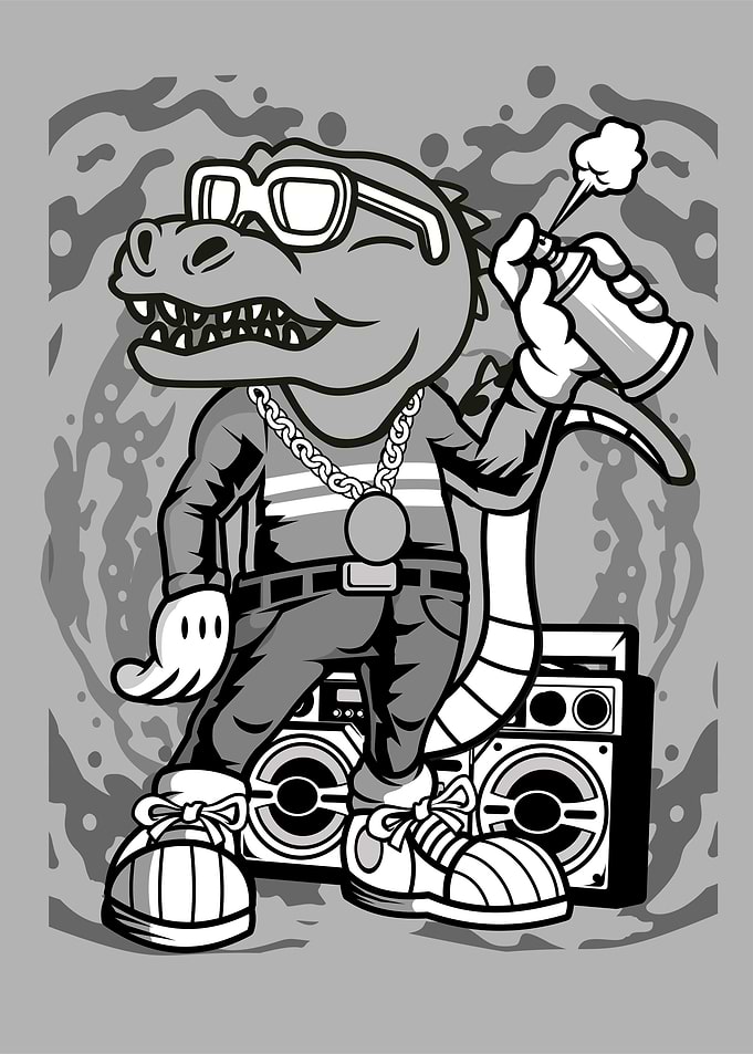 trex boombox cartoon