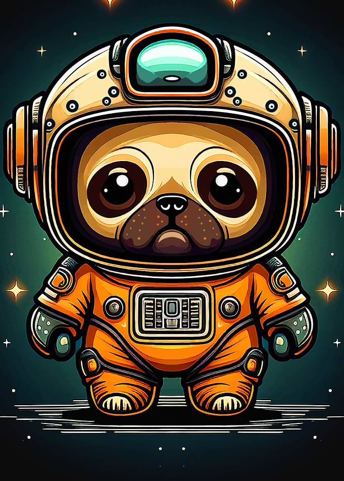 Pug space dog astronaut