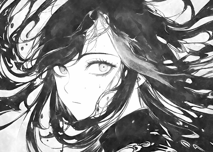 Abstract Ink Anime Girl 1