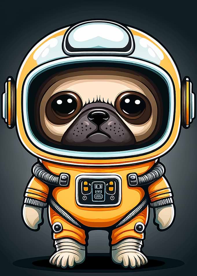 Cute Pug Space dog
