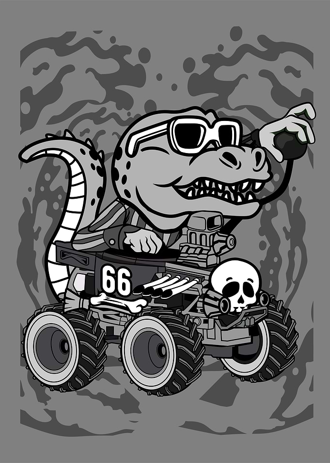 trex hotrod cartoon