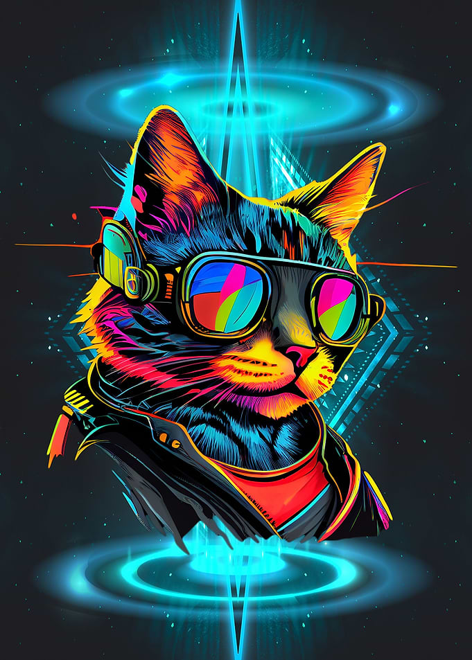 Cool Space cat neon