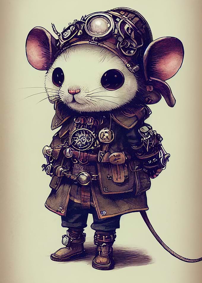 Cute Chibi Steampunk Mouse