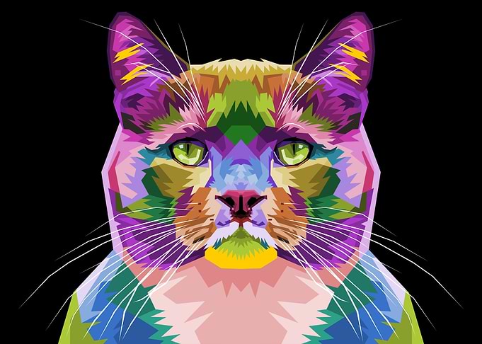 Colorful cat on pop art
