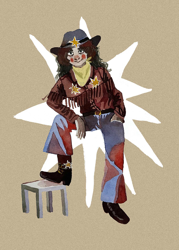 Cowboy with a table
