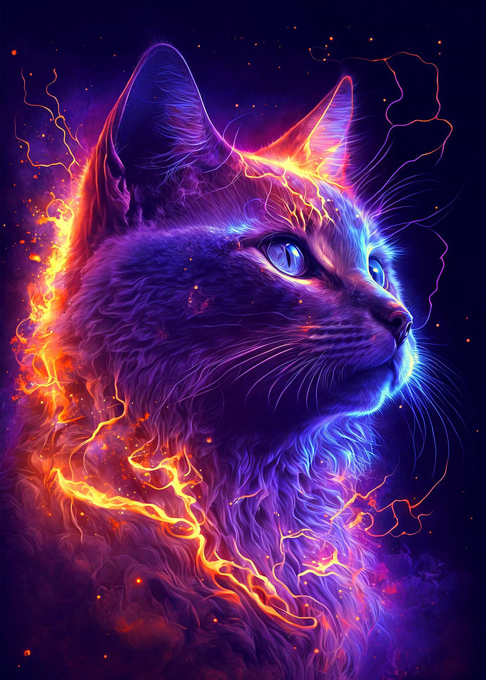 Colorful Neon Cat
