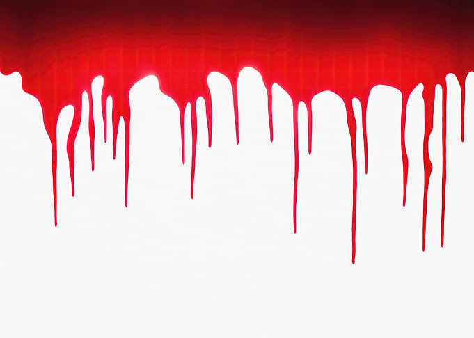 Blood dripping on white su