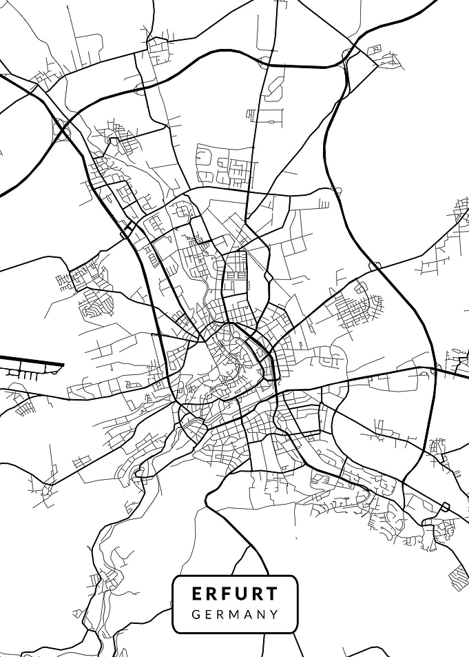 Erfurt Map Black White
