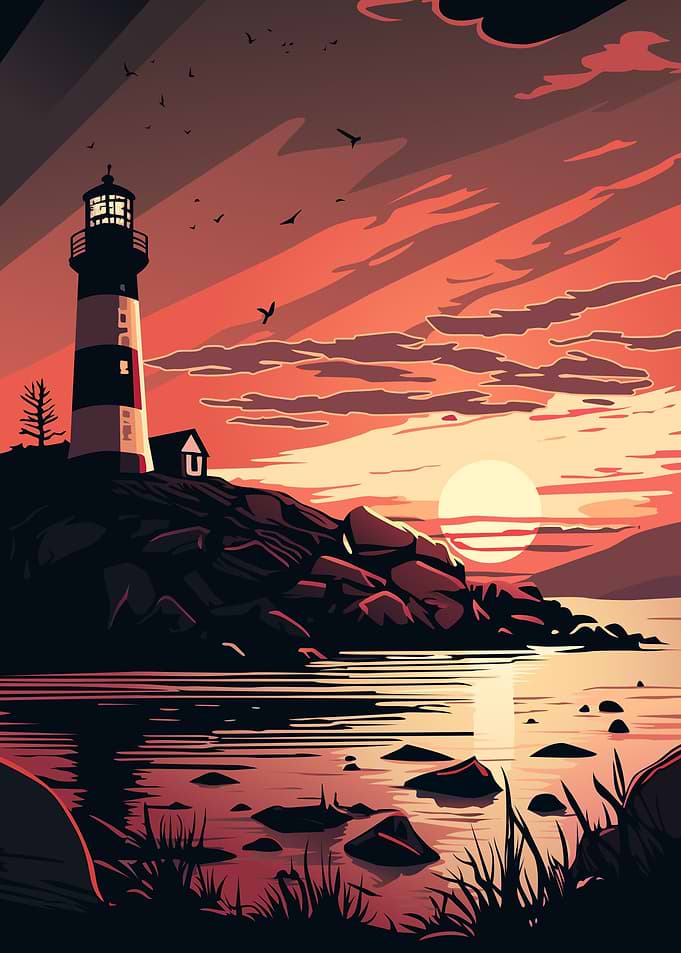 Lighthouse at sunset