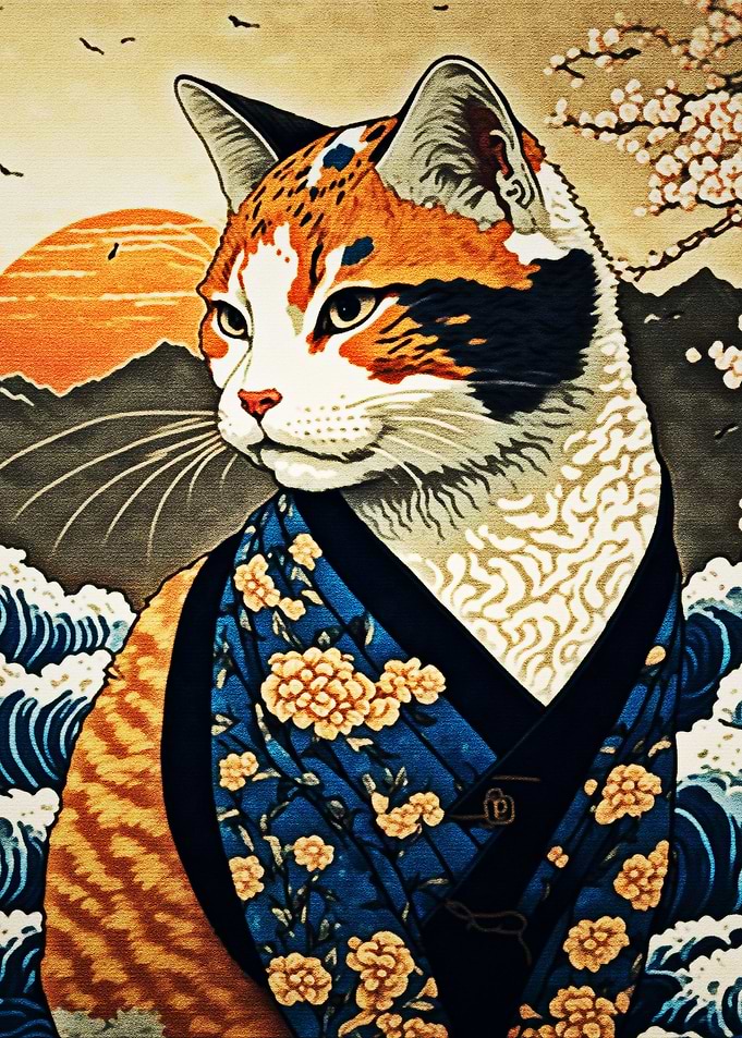 Cat in the style Hokusai