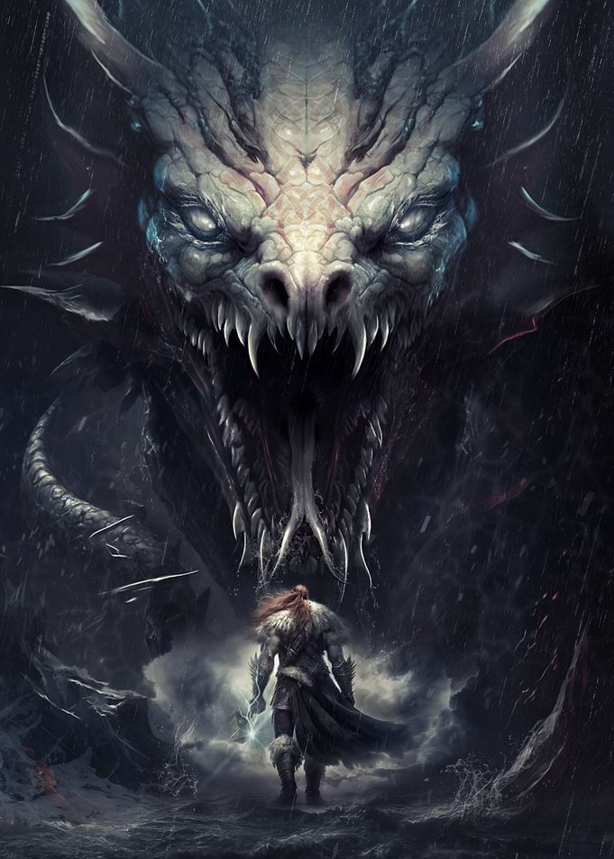 Thor fights Jormungandr
