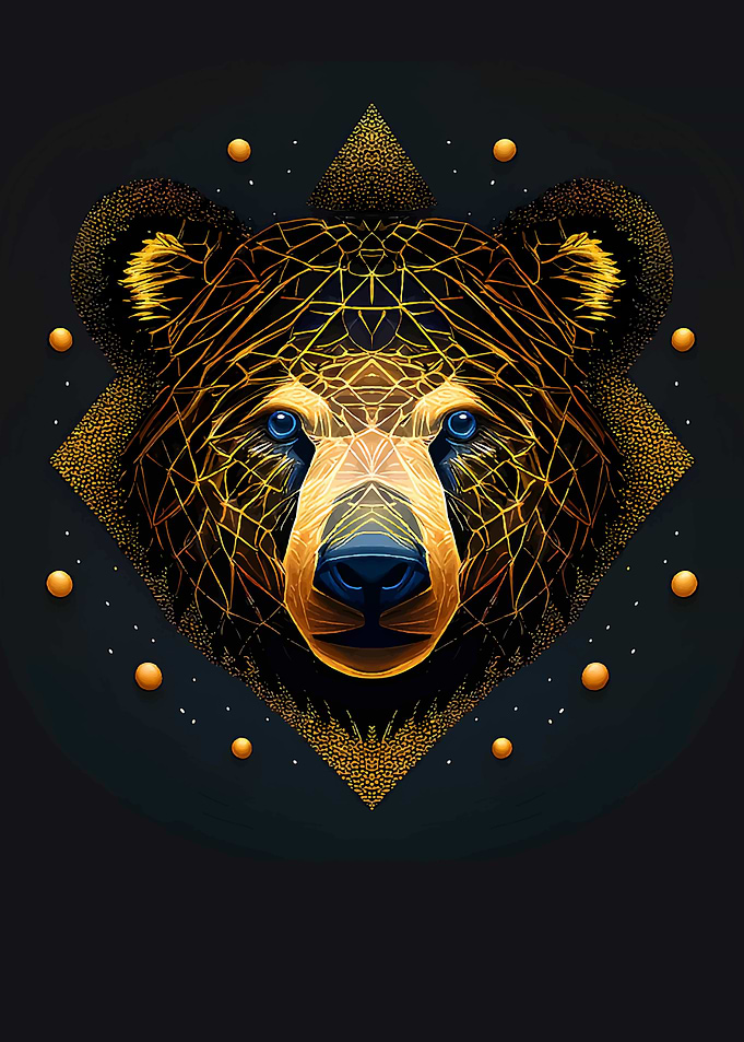 Geometric animal Bear Art