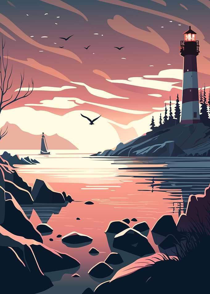 Lighthouse at sunset