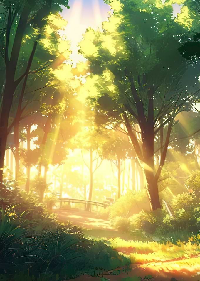 Anime Style Forest Sunrise