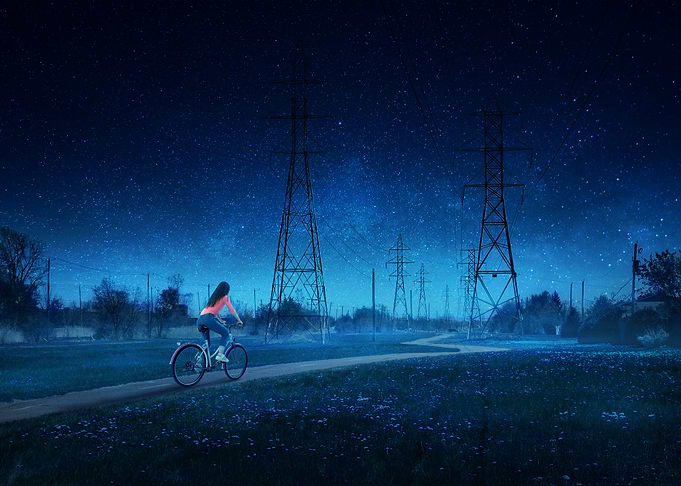 Under a starry night