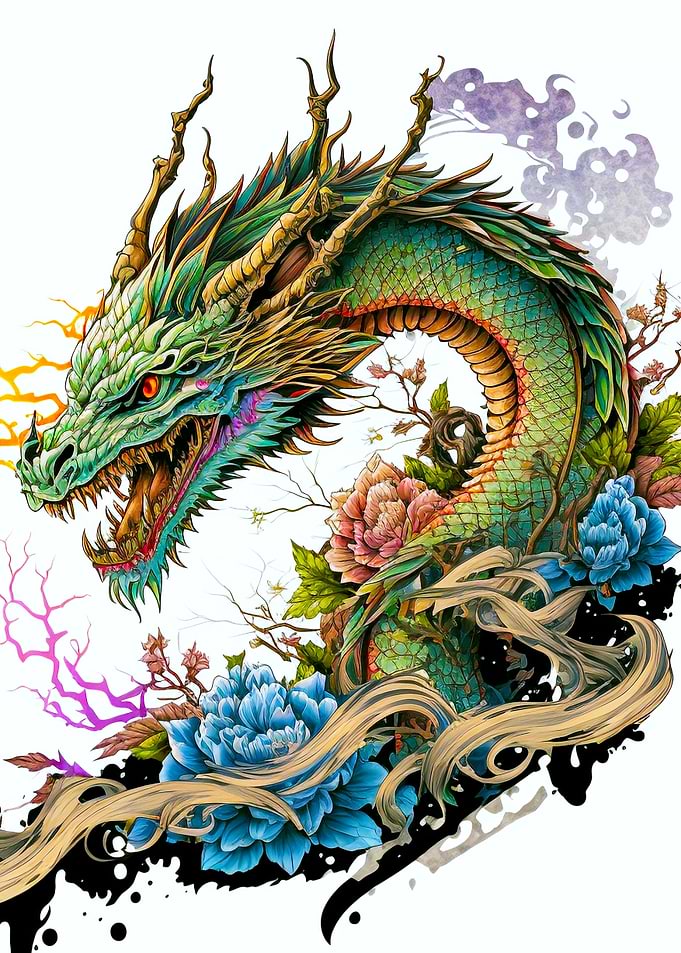 Green Japan dragon