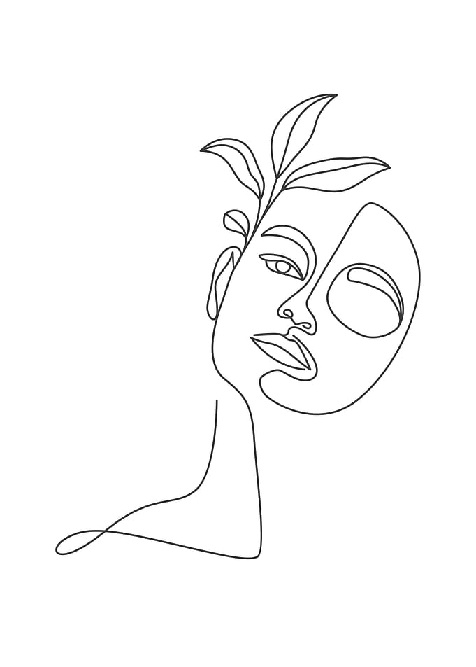 Minimal Floral woman face