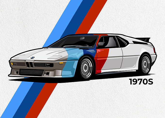 car illustration art 1970s