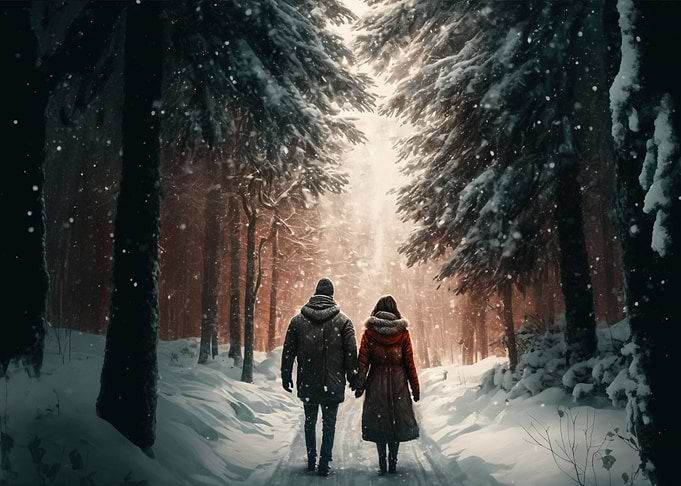 Couple in snowscape I