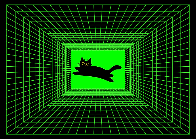 FUNNY CAT GREEN GRID