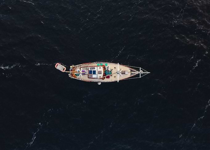 A lone Ship in the Ocean