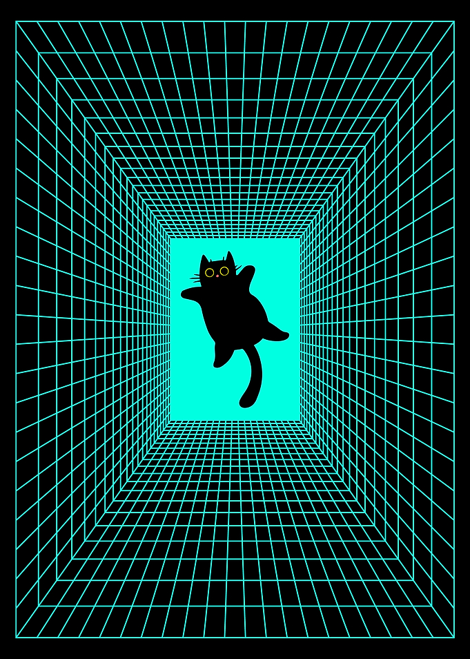 FUNNY CAT BLUE GRID