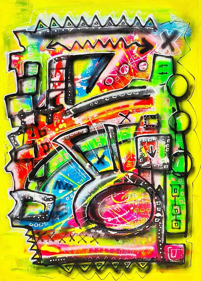 Yellow Abstract Street Art