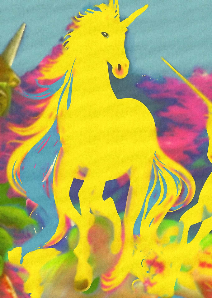 Cute yellow unicorn horse