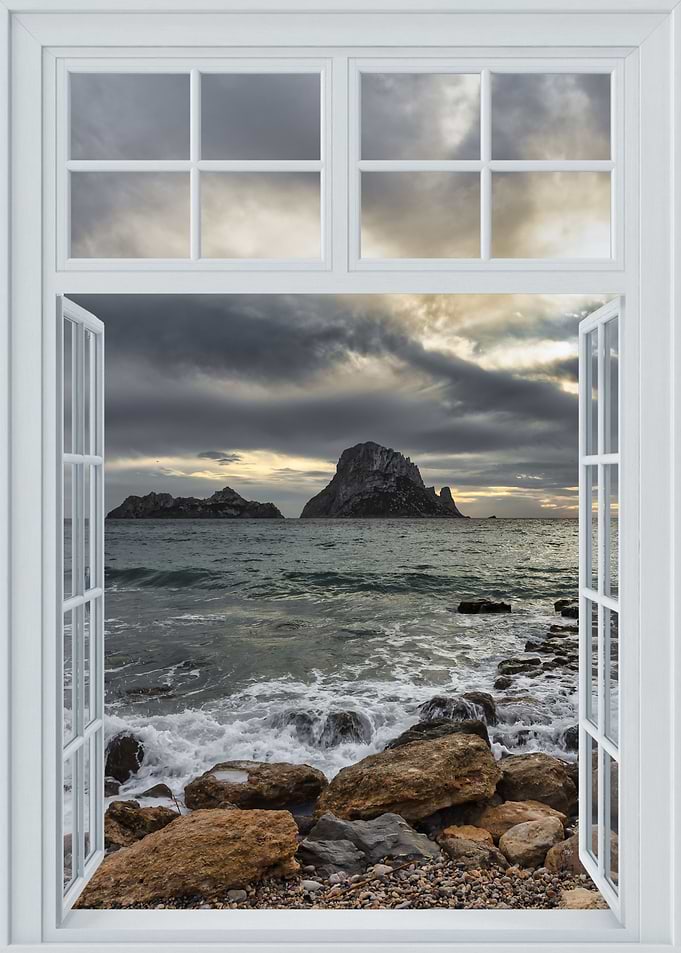 Open window sea view