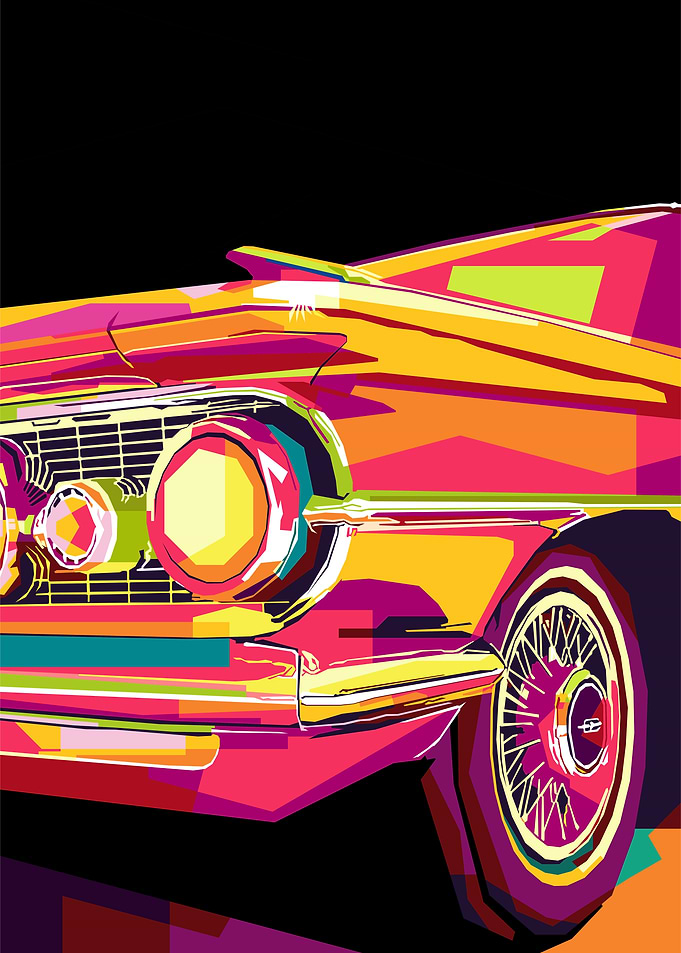 classic car in pop art