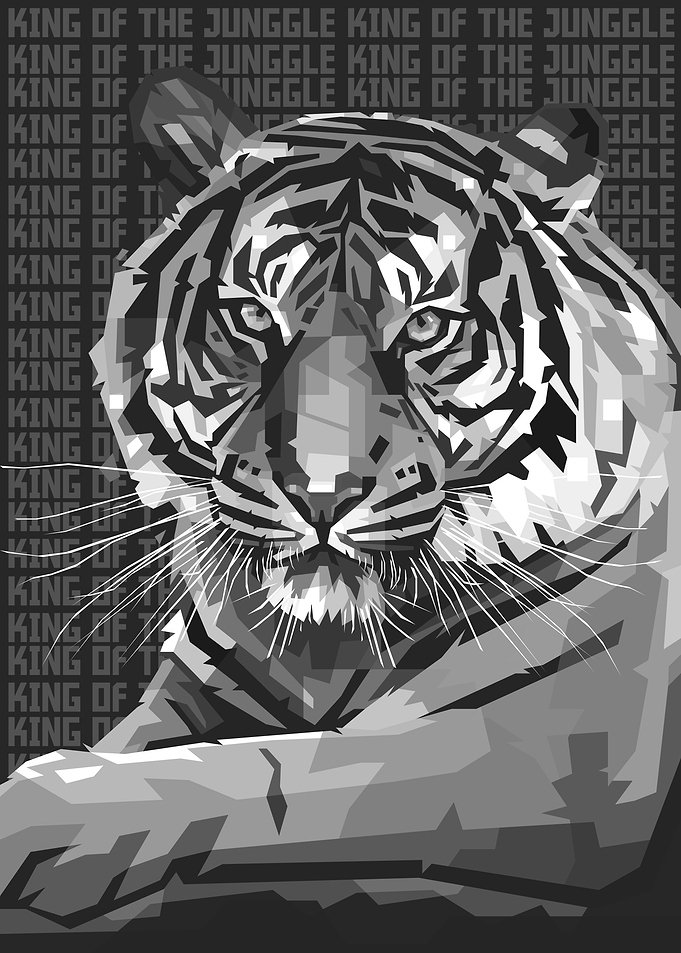 Tiger Grayscale with text